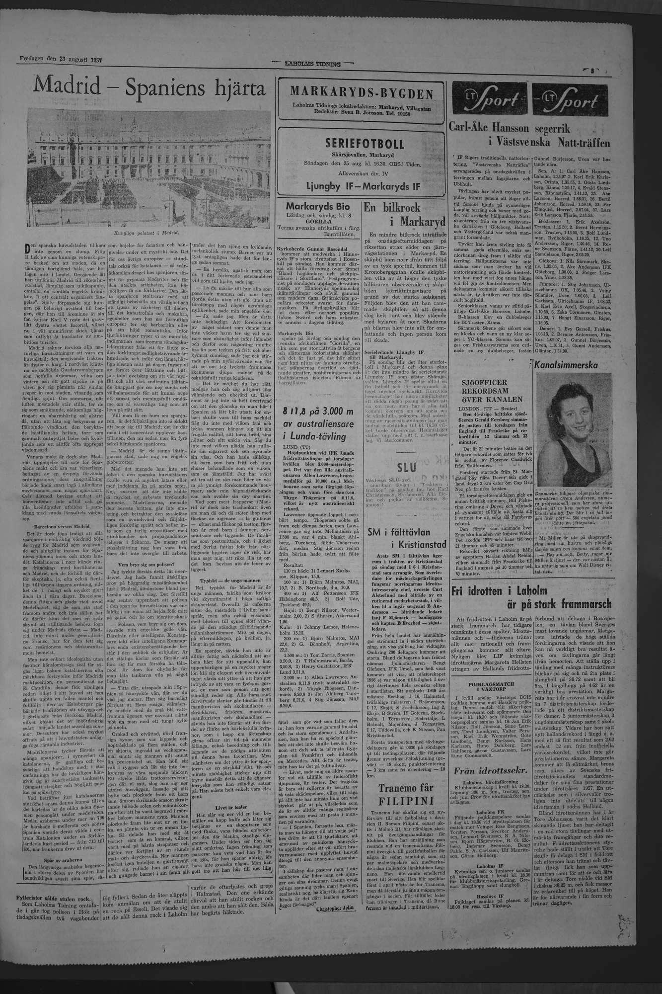 Laholms Tidning Fredag 23 augusti 1957, sida 5