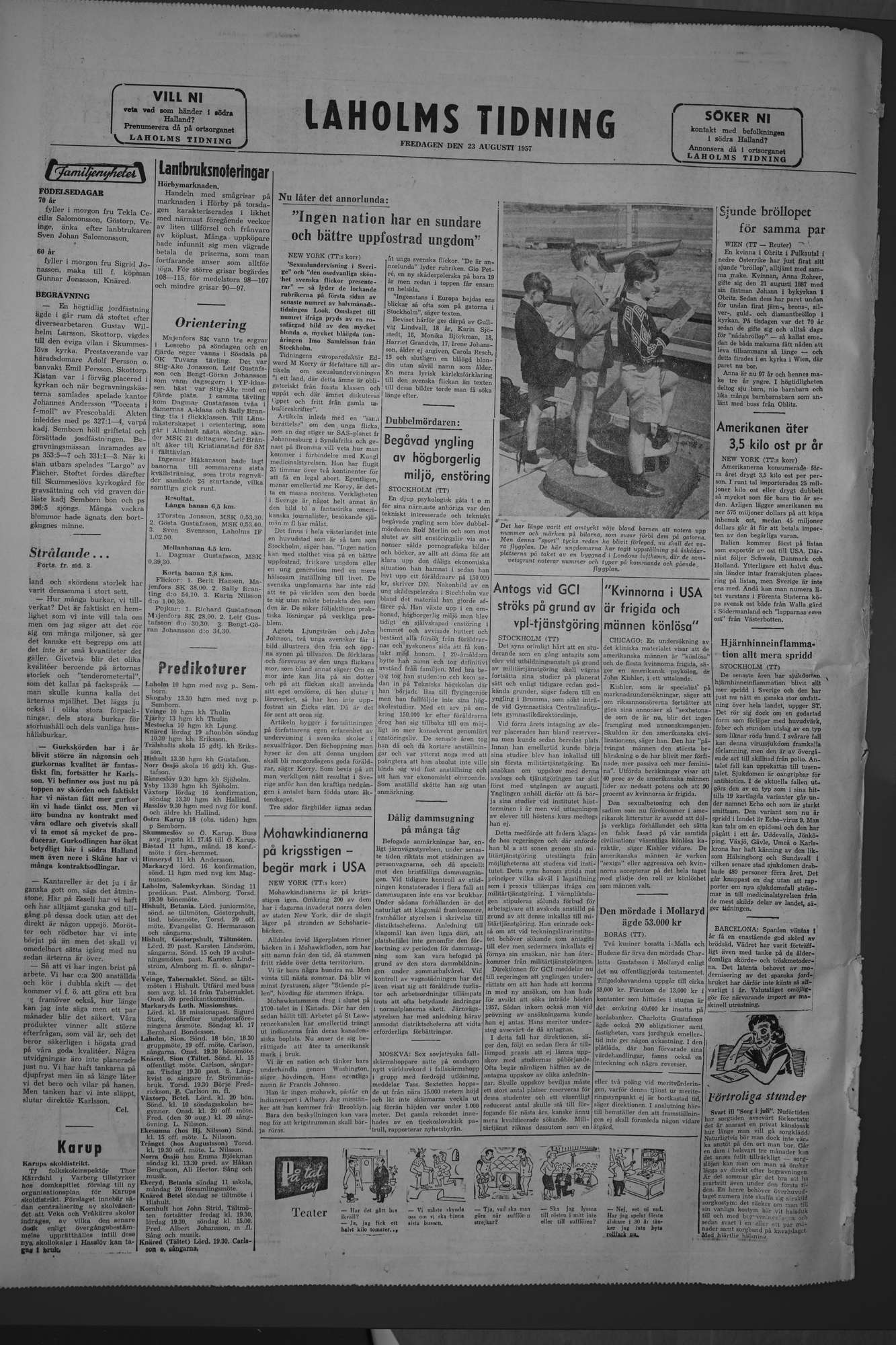 Laholms Tidning Fredag 23 augusti 1957, sida 8