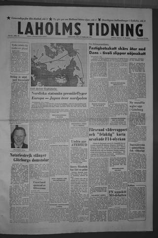 Förstasidan, Lördag 23 februari 1957