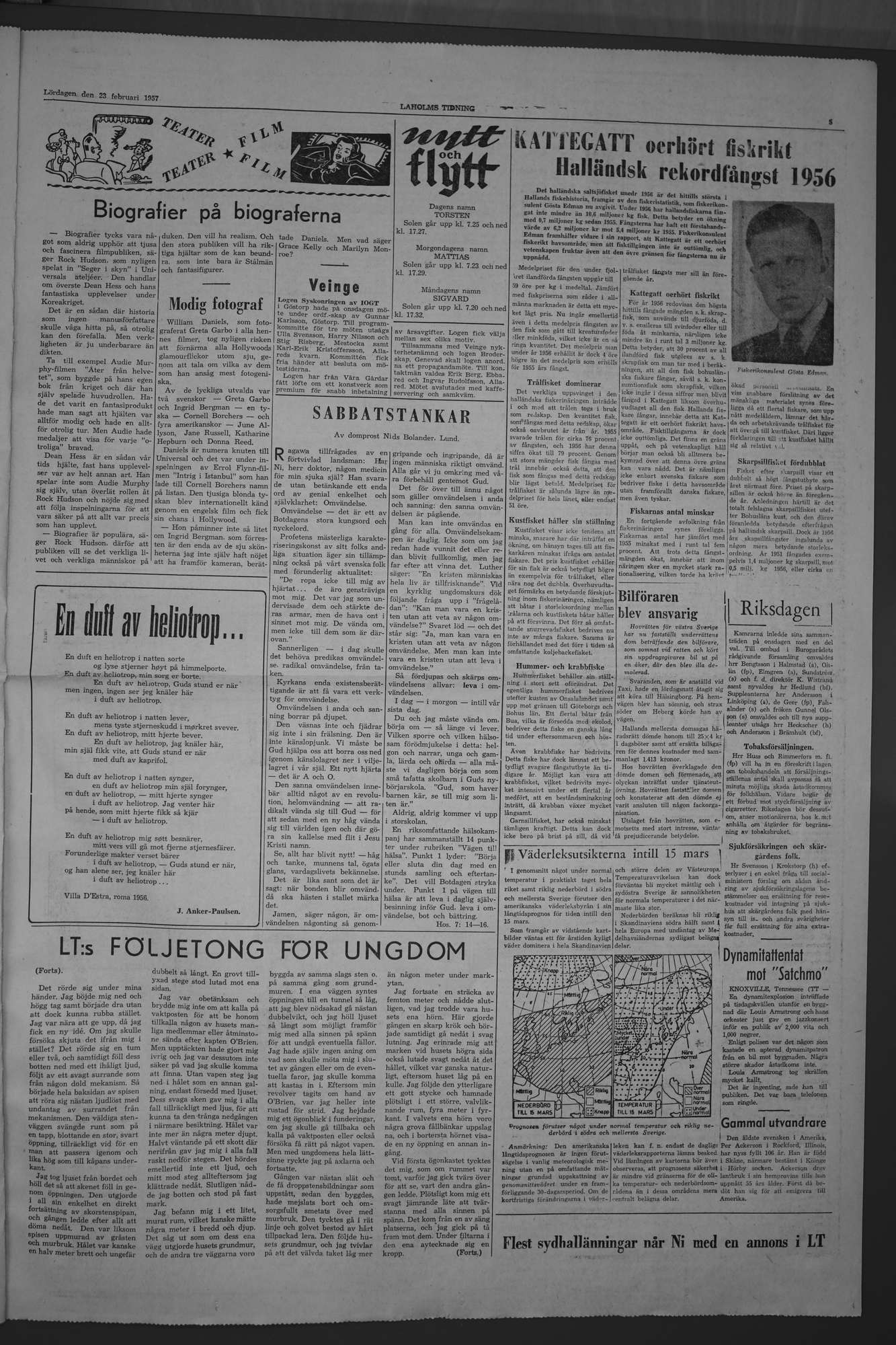 Laholms Tidning Lördag 23 februari 1957, sida 5