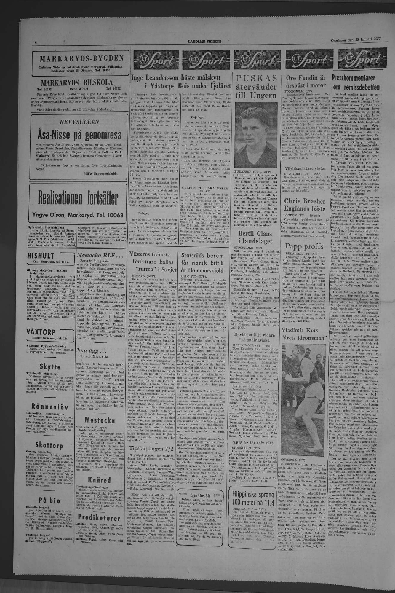 Laholms Tidning Onsdag 23 januari 1957, sida 4