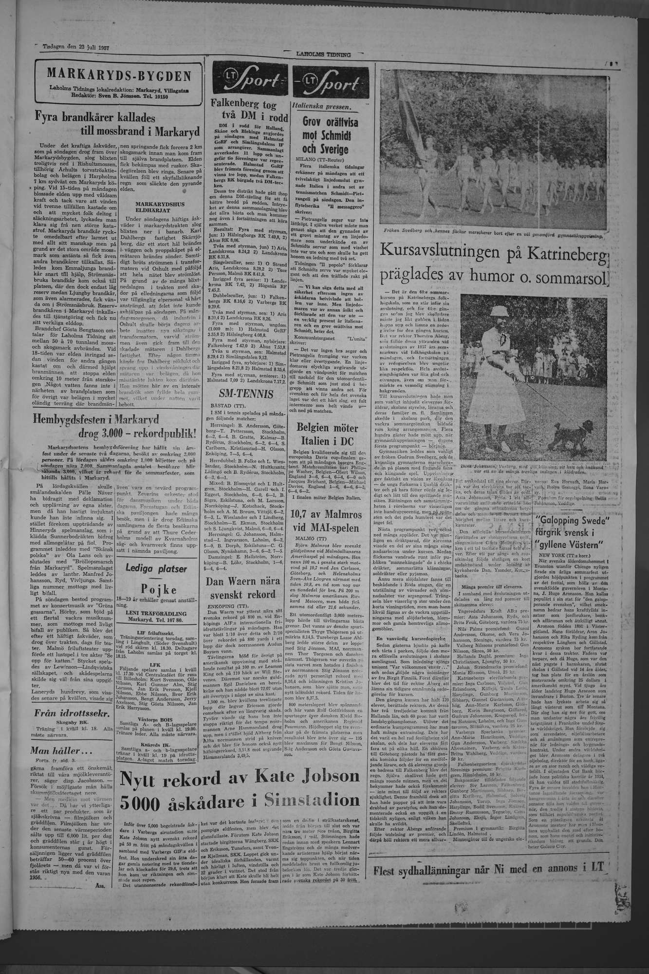 Laholms Tidning Tisdag 23 juli 1957, sida 5