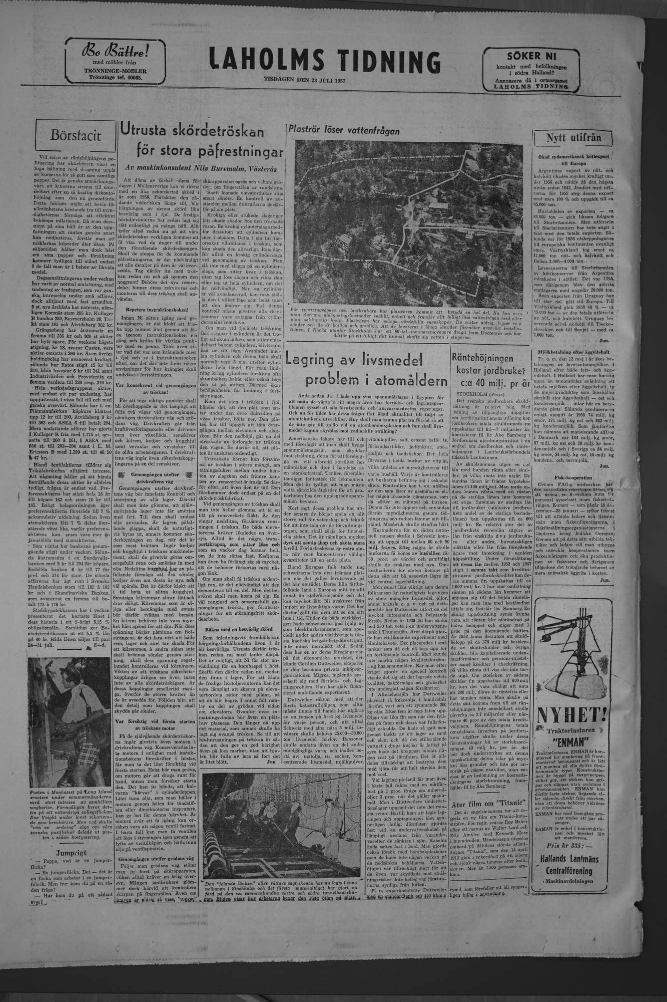 Laholms Tidning Tisdag 23 juli 1957, sida 8
