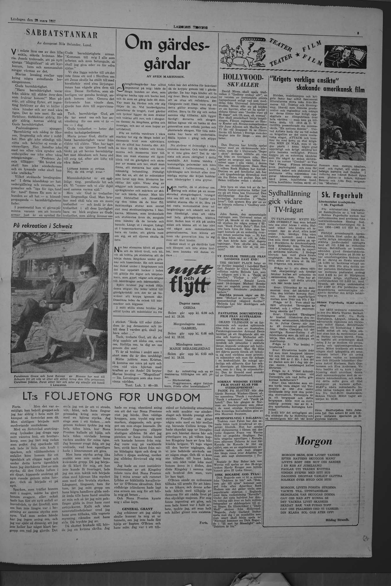 Laholms Tidning Lördag 23 mars 1957, sida 5