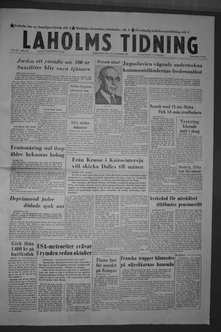 Förstasidan, Lördag 23 november 1957