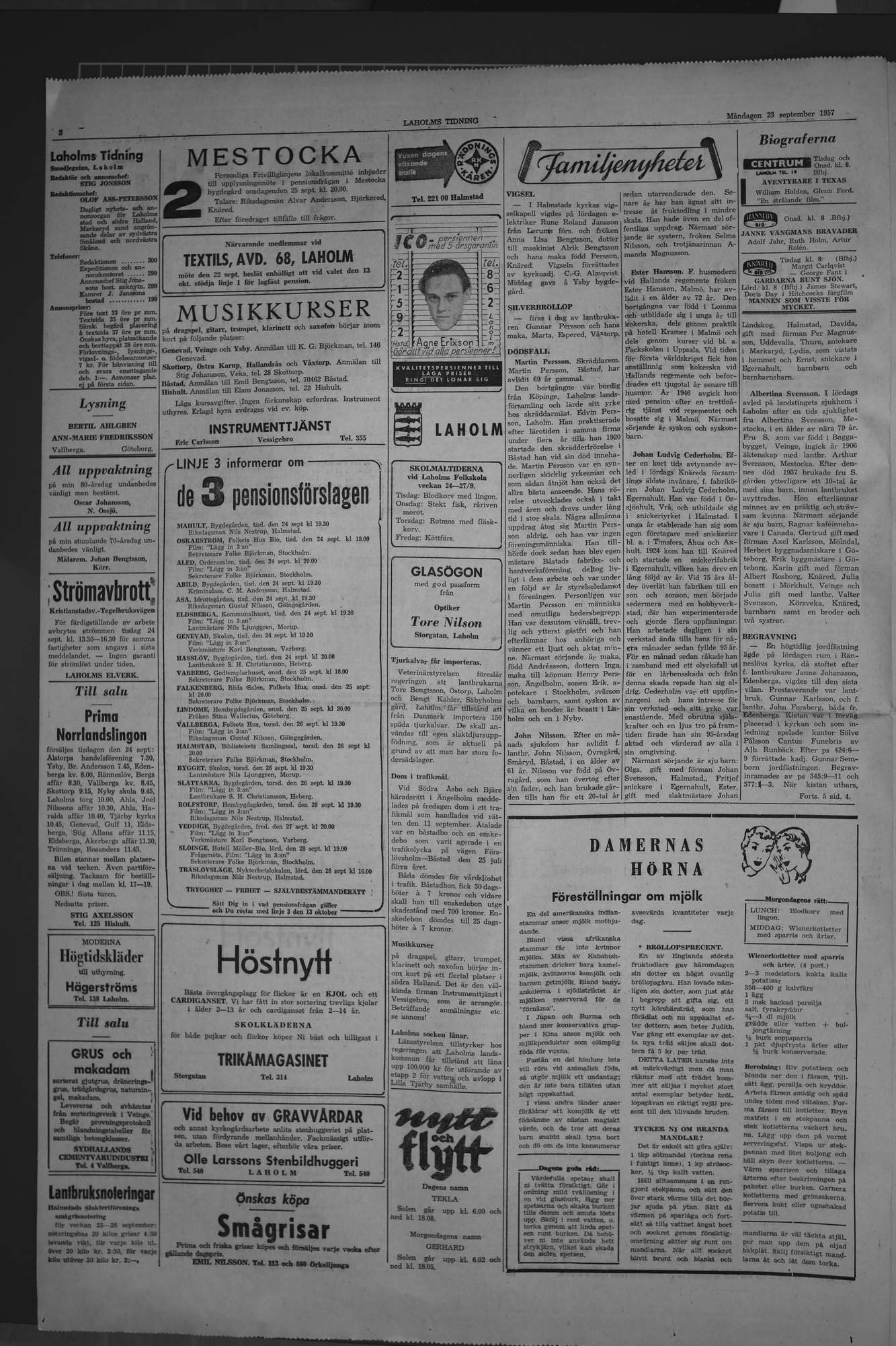 Laholms Tidning Måndag 23 september 1957, sida 2