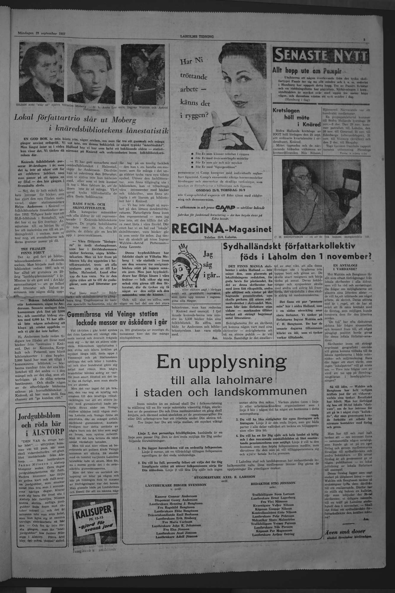 Laholms Tidning Måndag 23 september 1957, sida 3