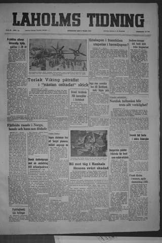 Förstasidan, Onsdag 9 mars 1949