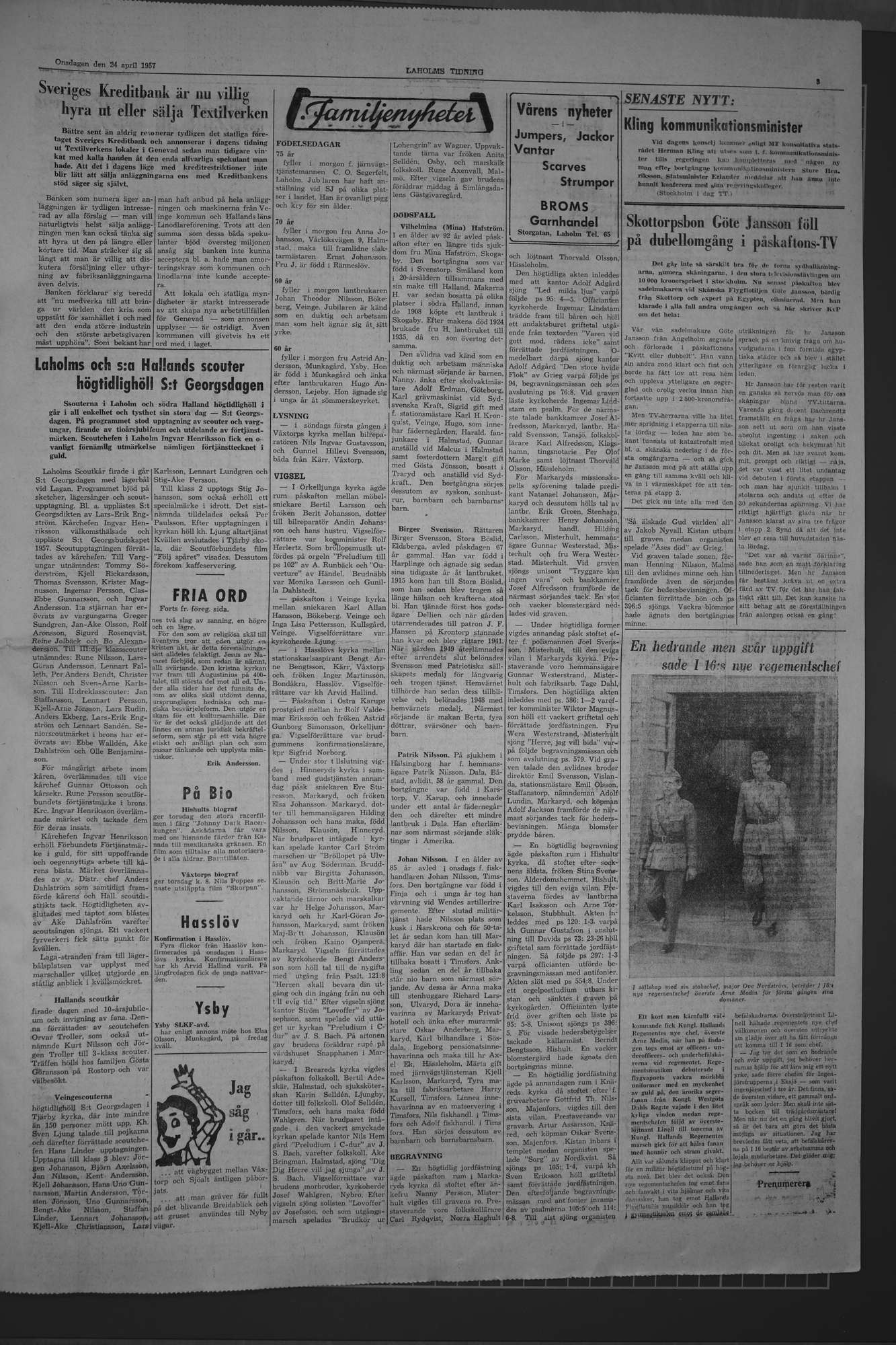 Laholms Tidning Onsdag 24 april 1957, sida 3