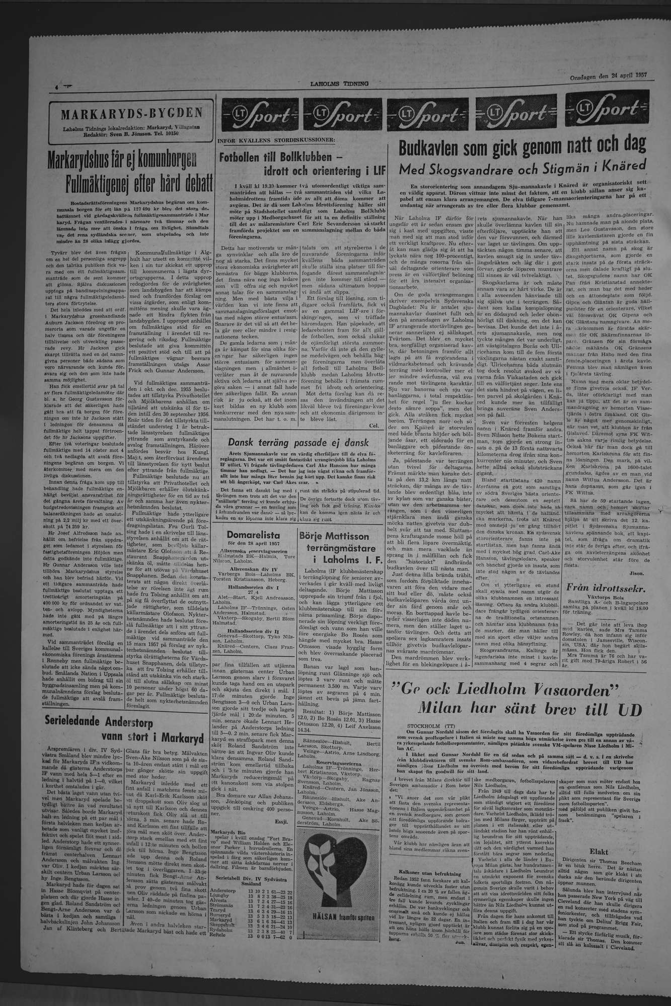 Laholms Tidning Onsdag 24 april 1957, sida 4