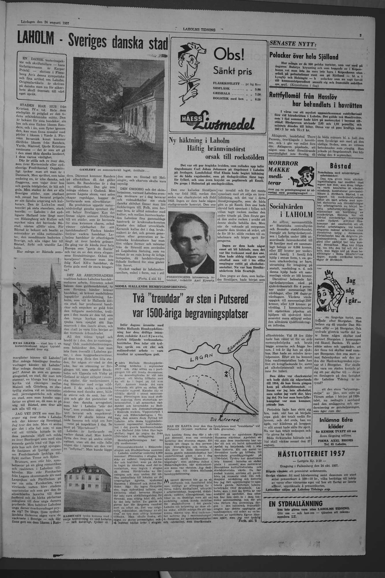 Laholms Tidning Lördag 24 augusti 1957, sida 3