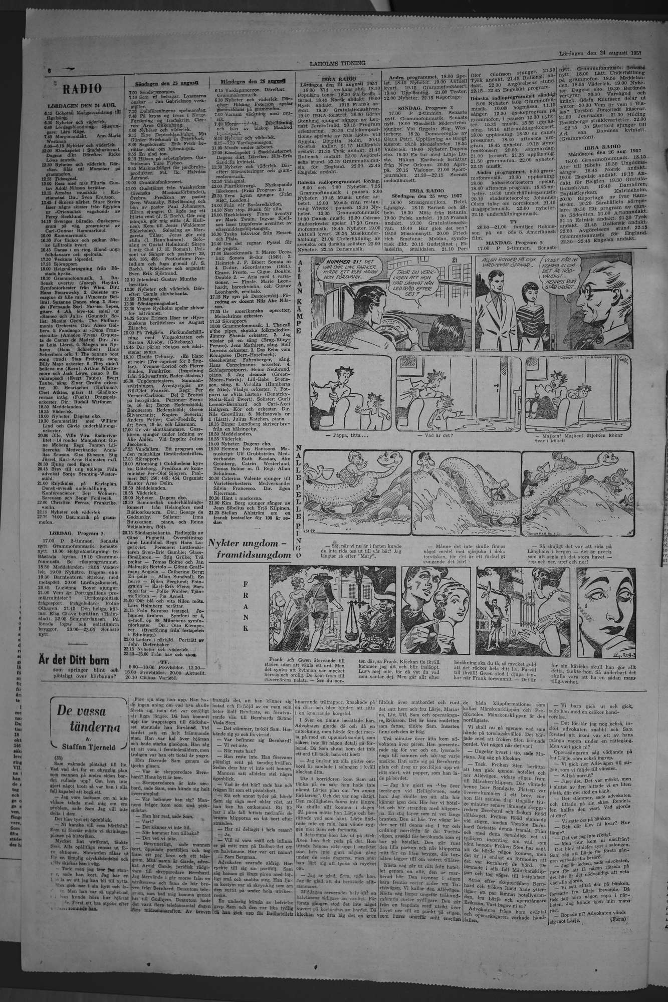Laholms Tidning Lördag 24 augusti 1957, sida 6