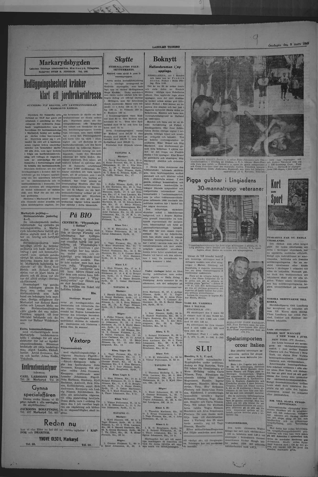 Laholms Tidning Onsdag 9 mars 1949, sida 4