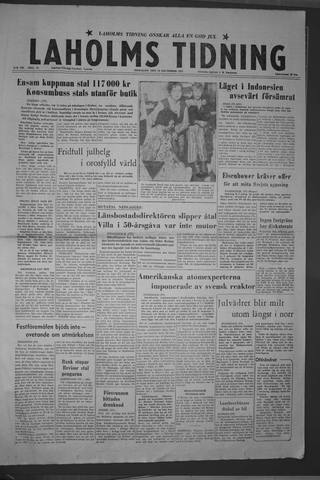 Förstasidan, Tisdag 24 december 1957