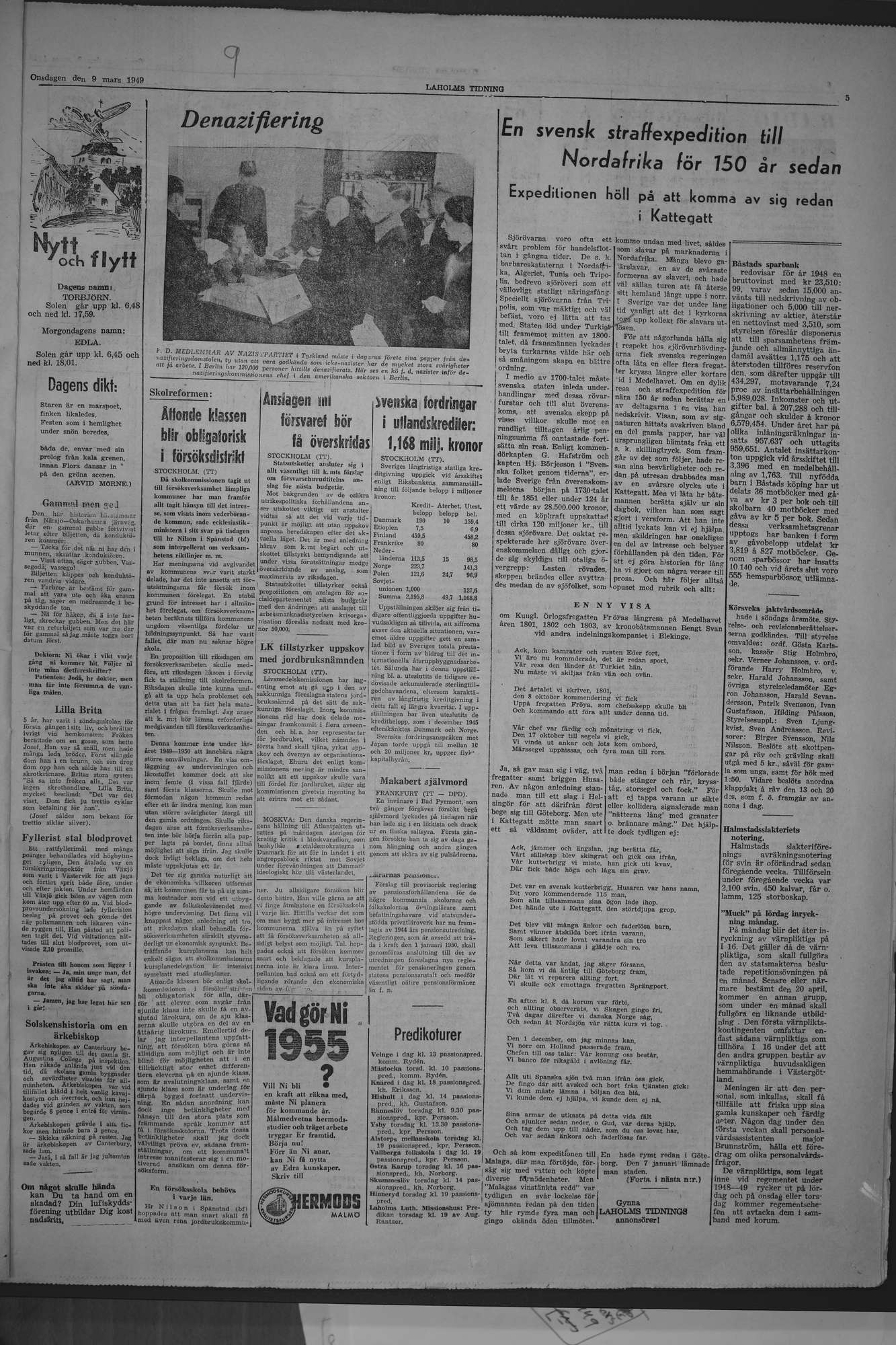 Laholms Tidning Onsdag 9 mars 1949, sida 5
