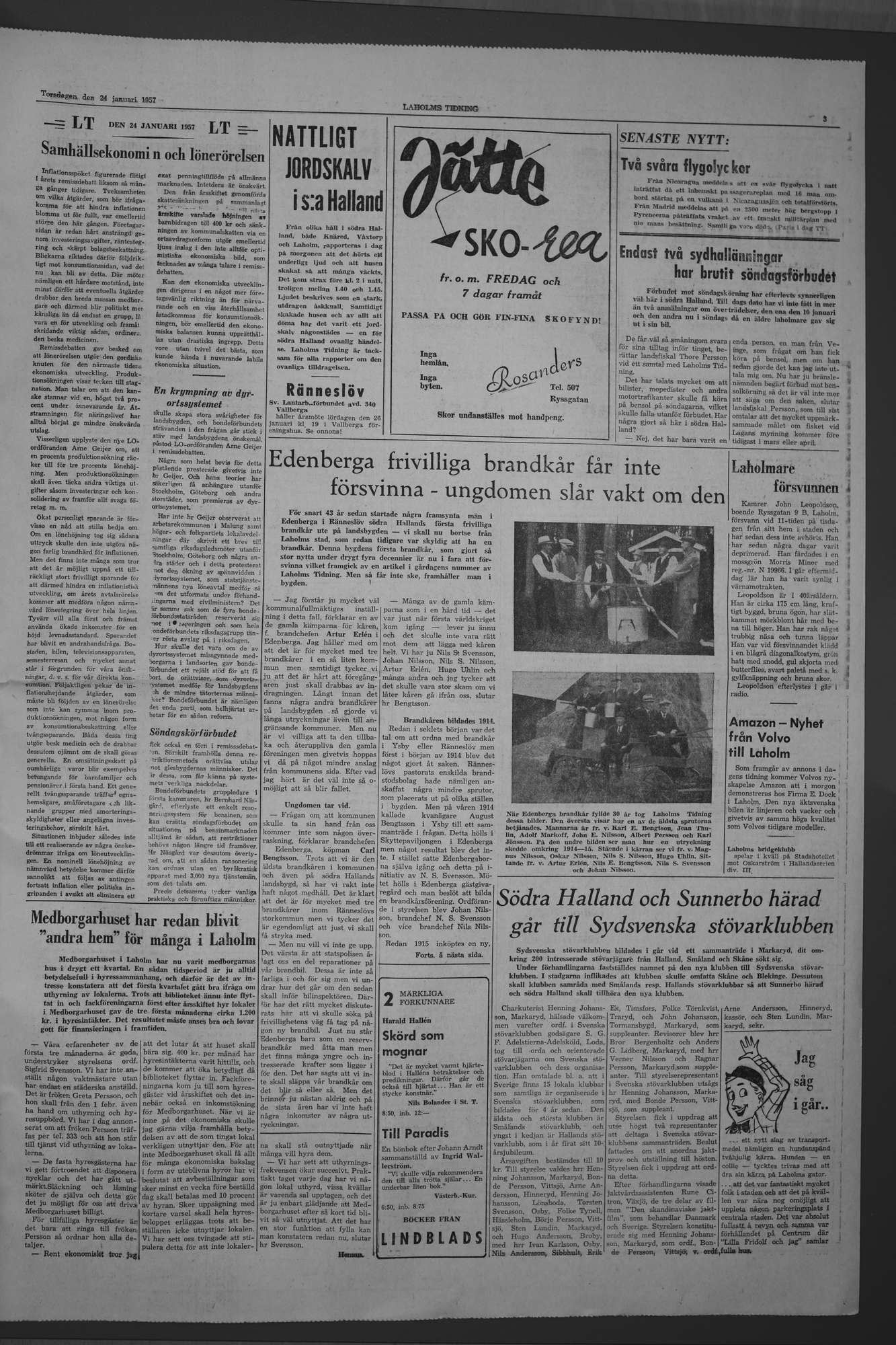 Laholms Tidning Torsdag 24 januari 1957, sida 3
