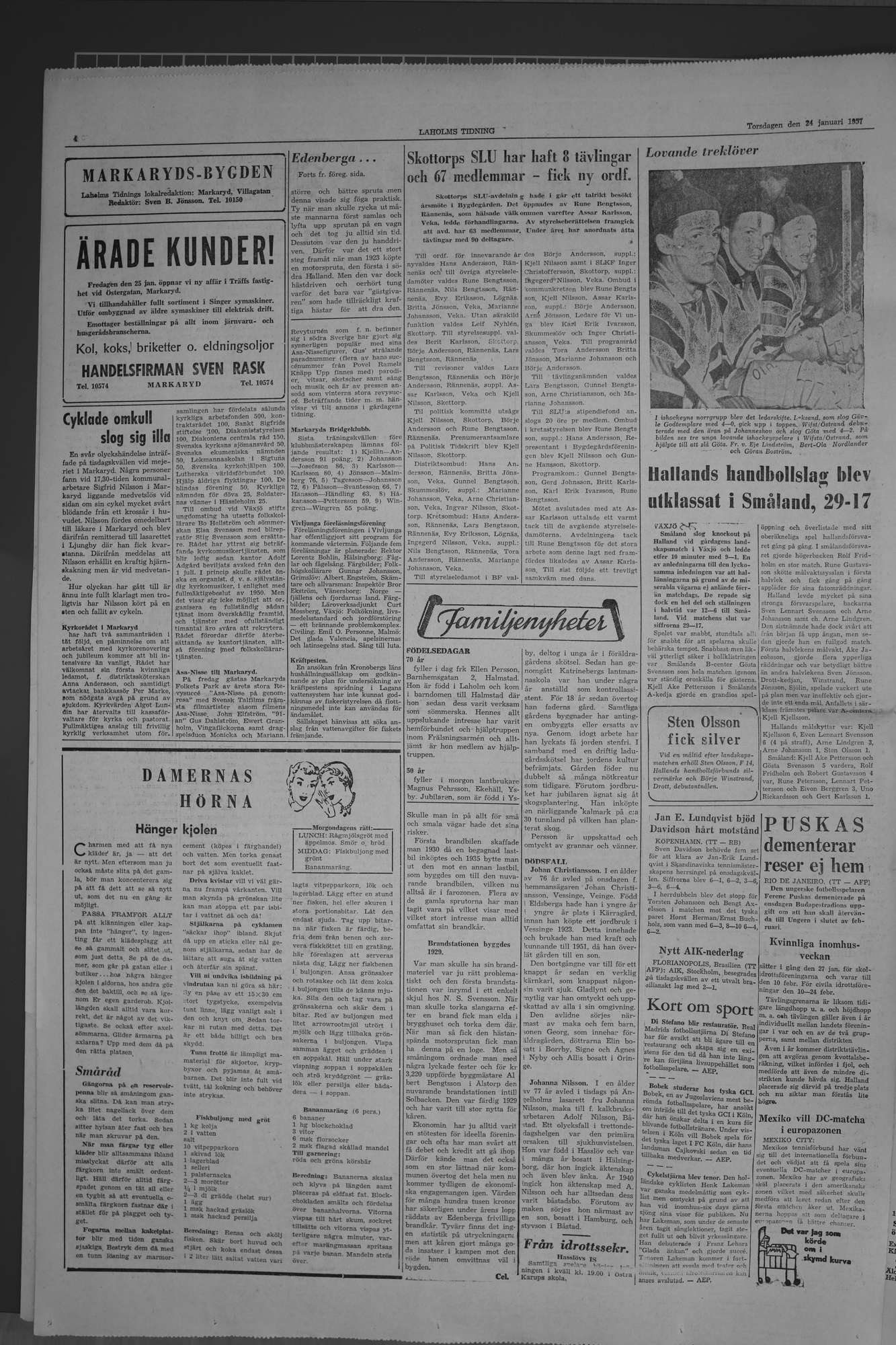 Laholms Tidning Torsdag 24 januari 1957, sida 4