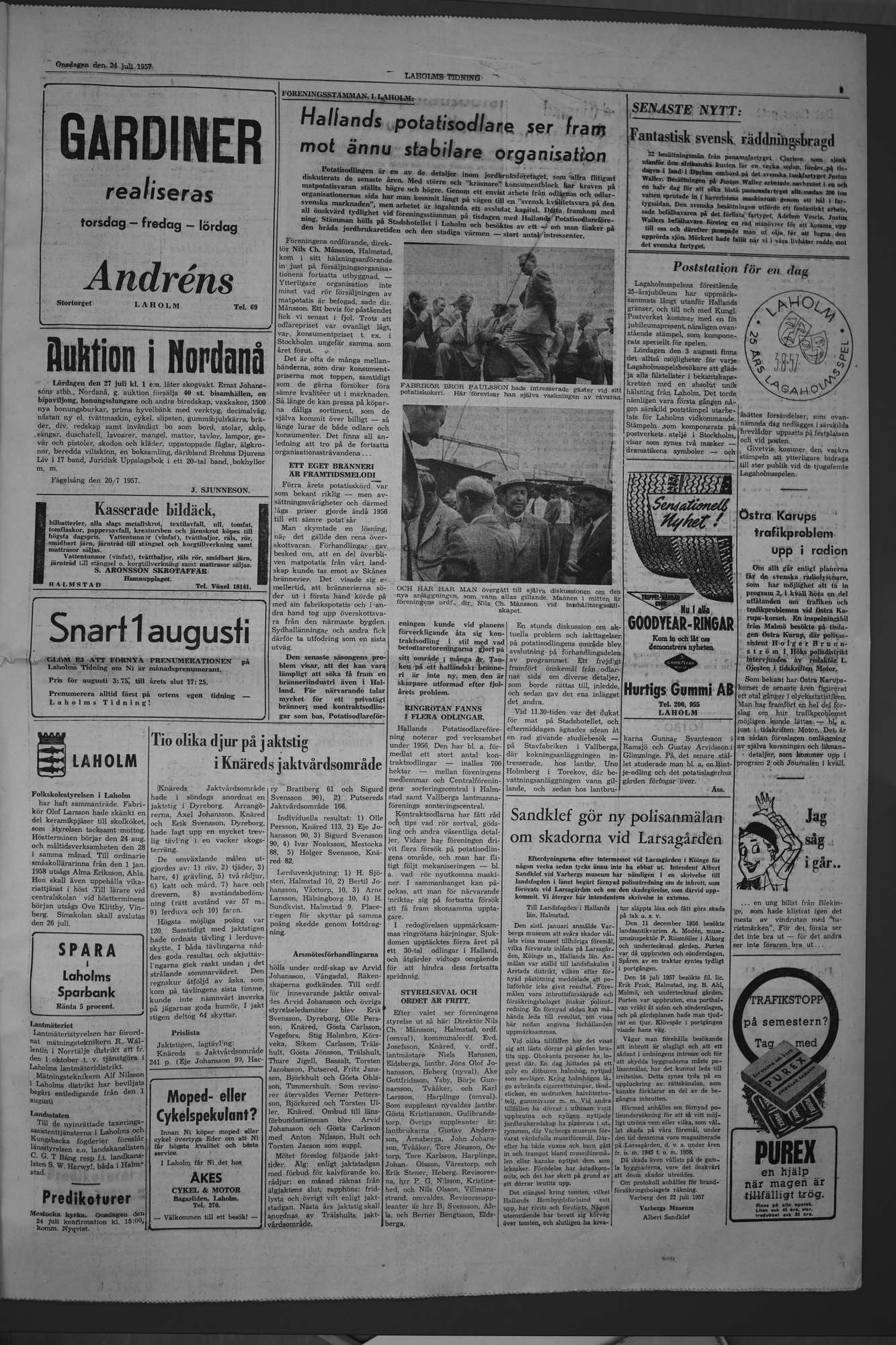 Laholms Tidning Onsdag 24 juli 1957, sida 3