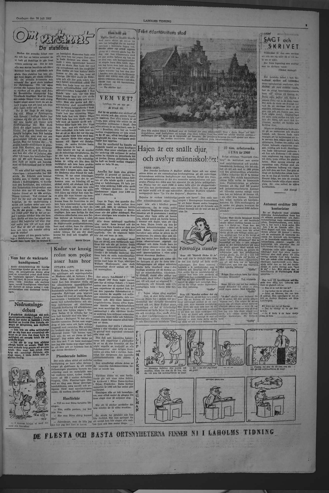 Laholms Tidning Onsdag 24 juli 1957, sida 7