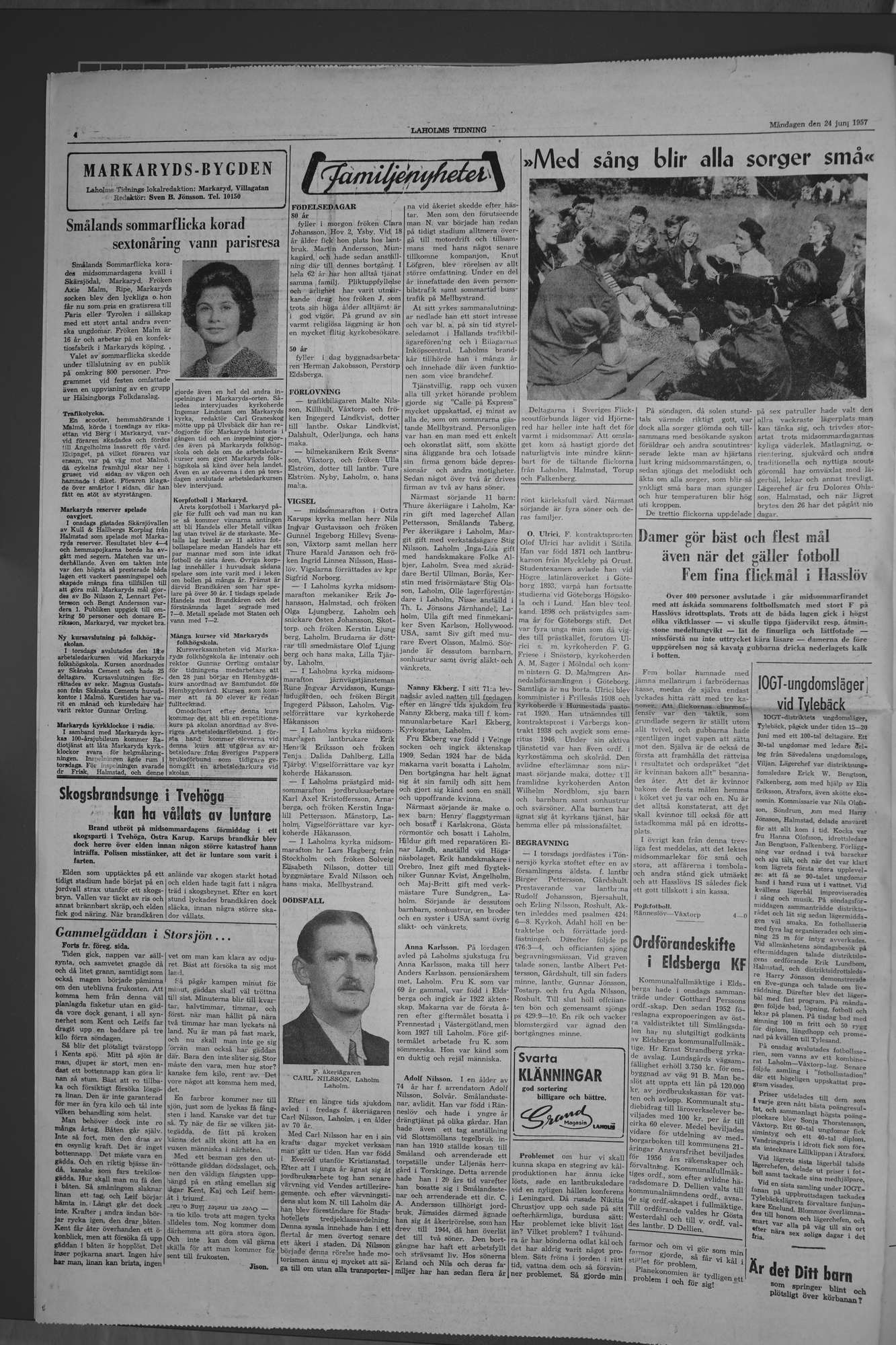 Laholms Tidning Måndag 24 juni 1957, sida 4