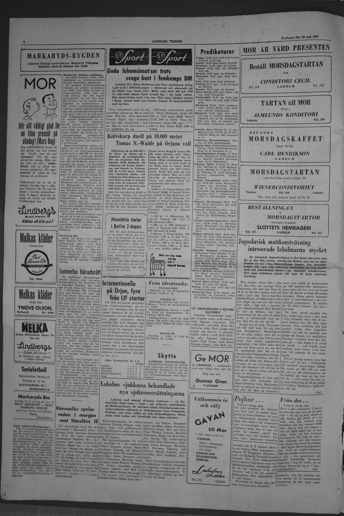 Laholms Tidning Fredag 24 maj 1957, sida 4