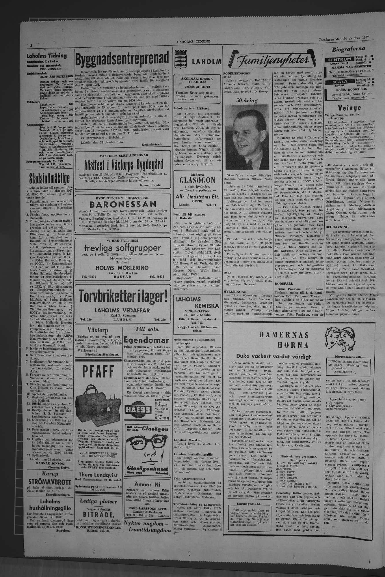 Laholms Tidning Torsdag 24 oktober 1957, sida 2