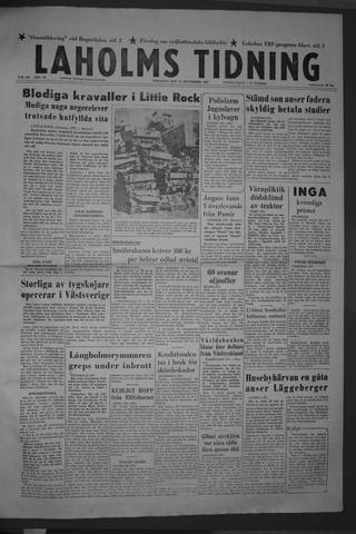 Förstasidan, Tisdag 24 september 1957