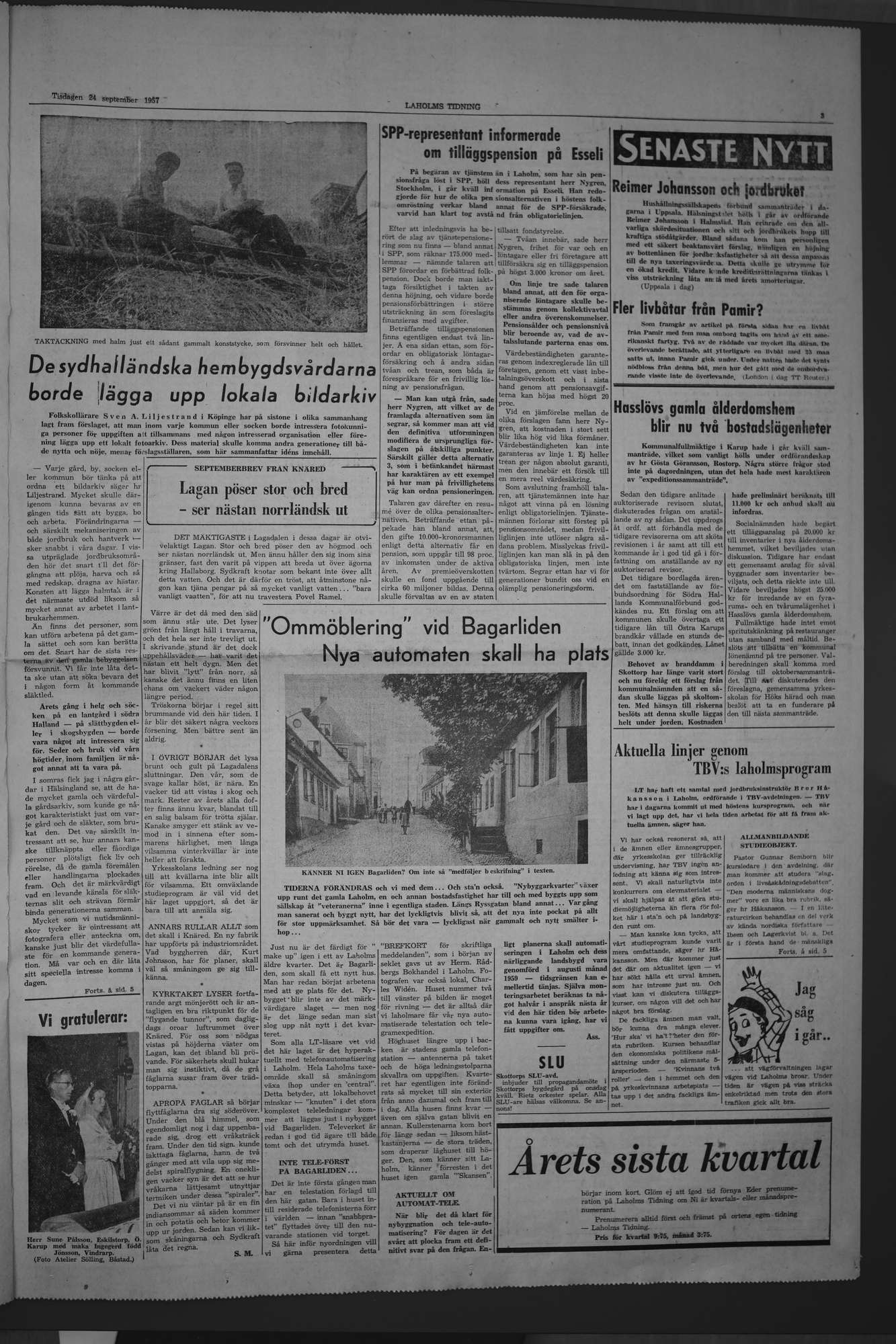 Laholms Tidning Tisdag 24 september 1957, sida 3