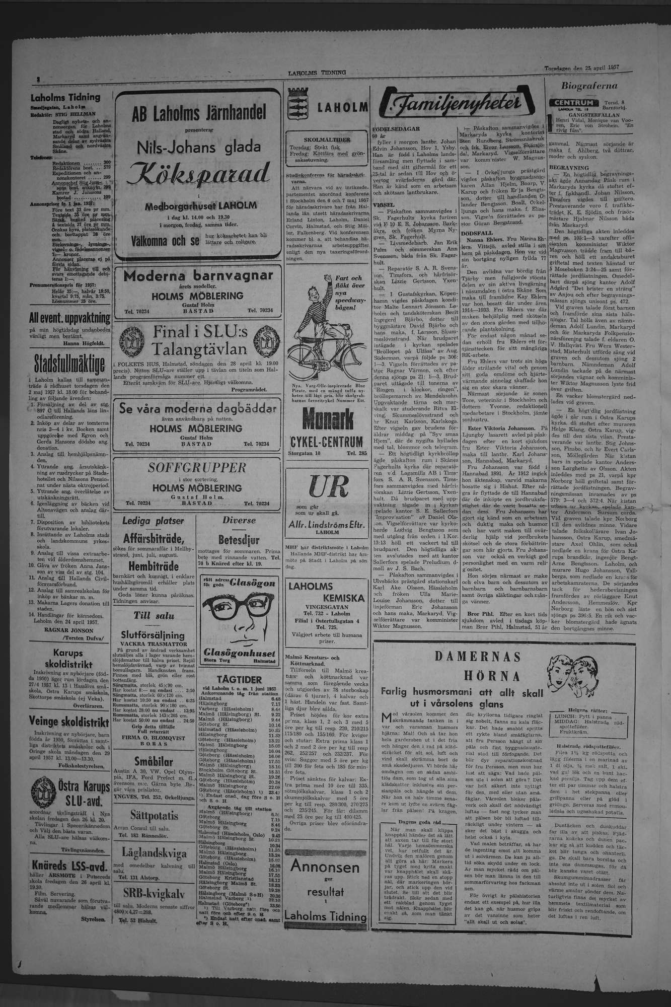 Laholms Tidning Torsdag 25 april 1957, sida 2