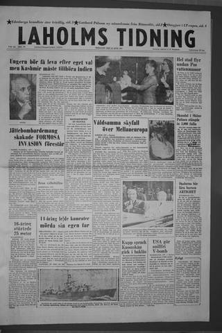 Förstasidan, Tisdag 25 juni 1957
