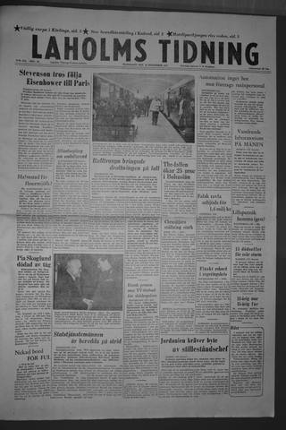 Förstasidan, Måndag 25 november 1957