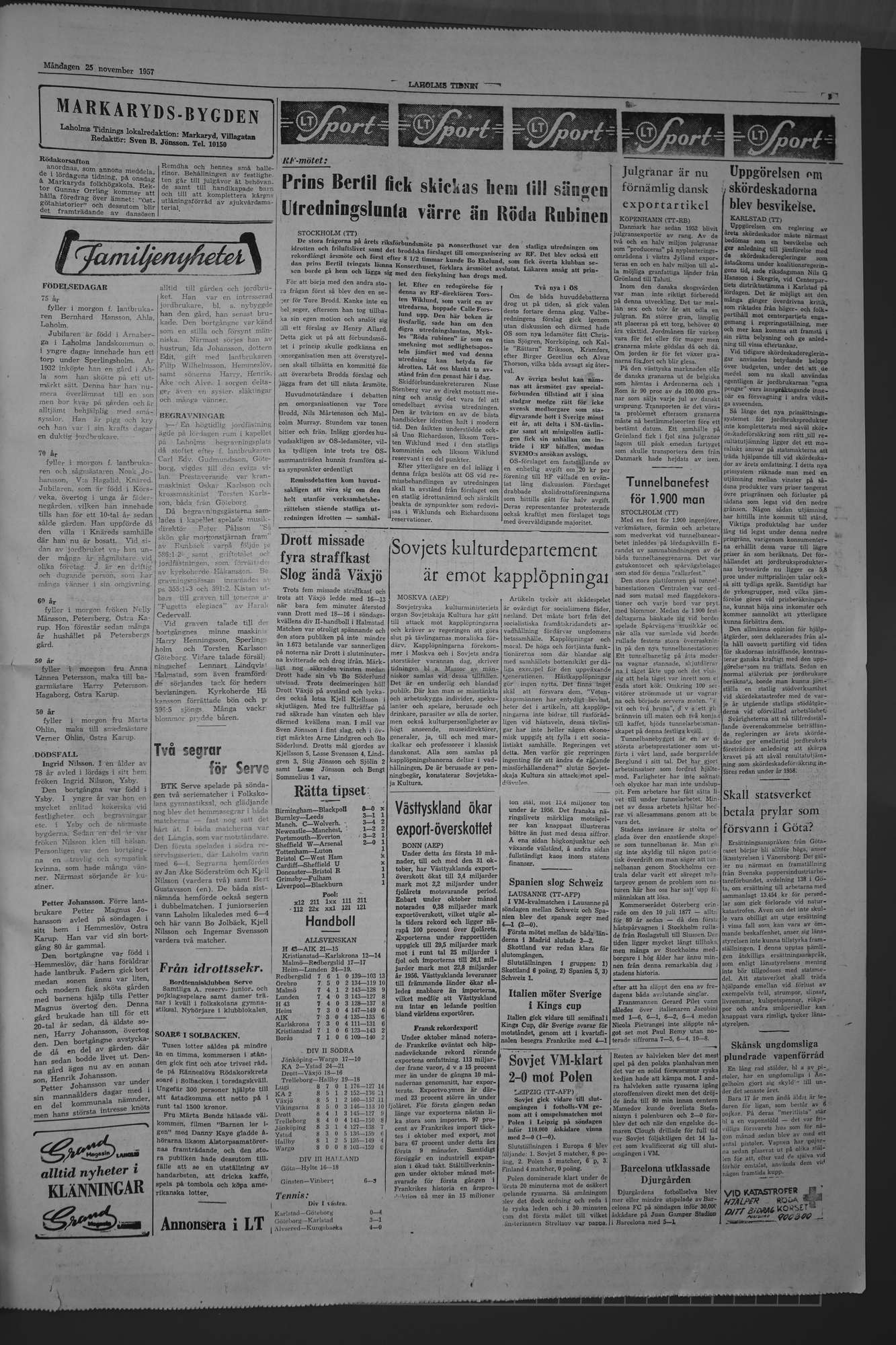 Laholms Tidning Måndag 25 november 1957, sida 5
