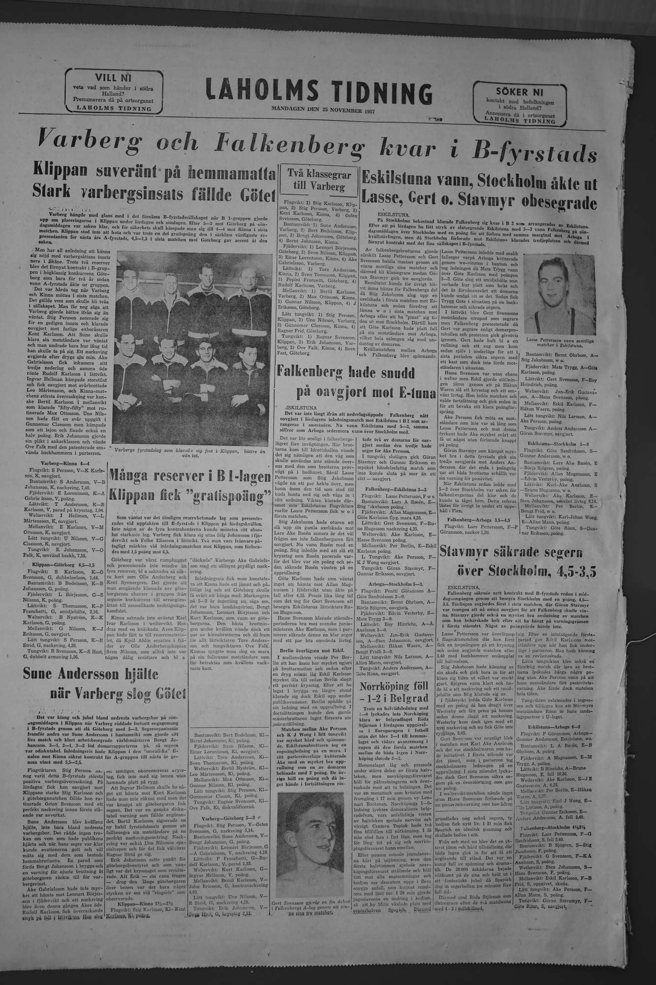 Laholms Tidning Måndag 25 november 1957, sida 8