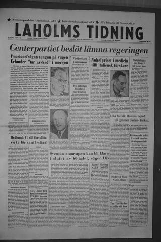 Förstasidan, Fredag 25 oktober 1957
