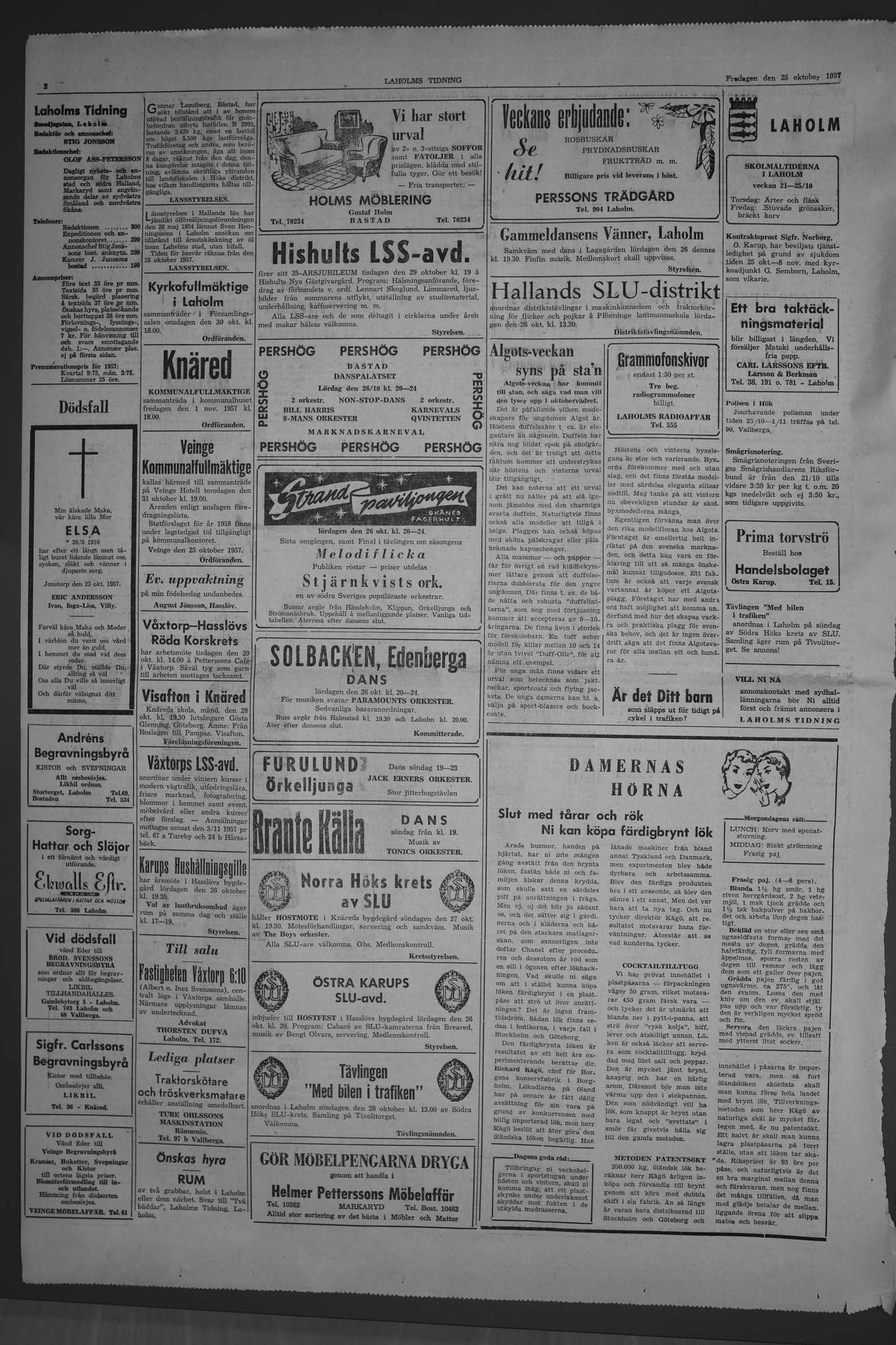 Laholms Tidning Fredag 25 oktober 1957, sida 2