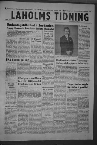Förstasidan, Fredag 26 april 1957