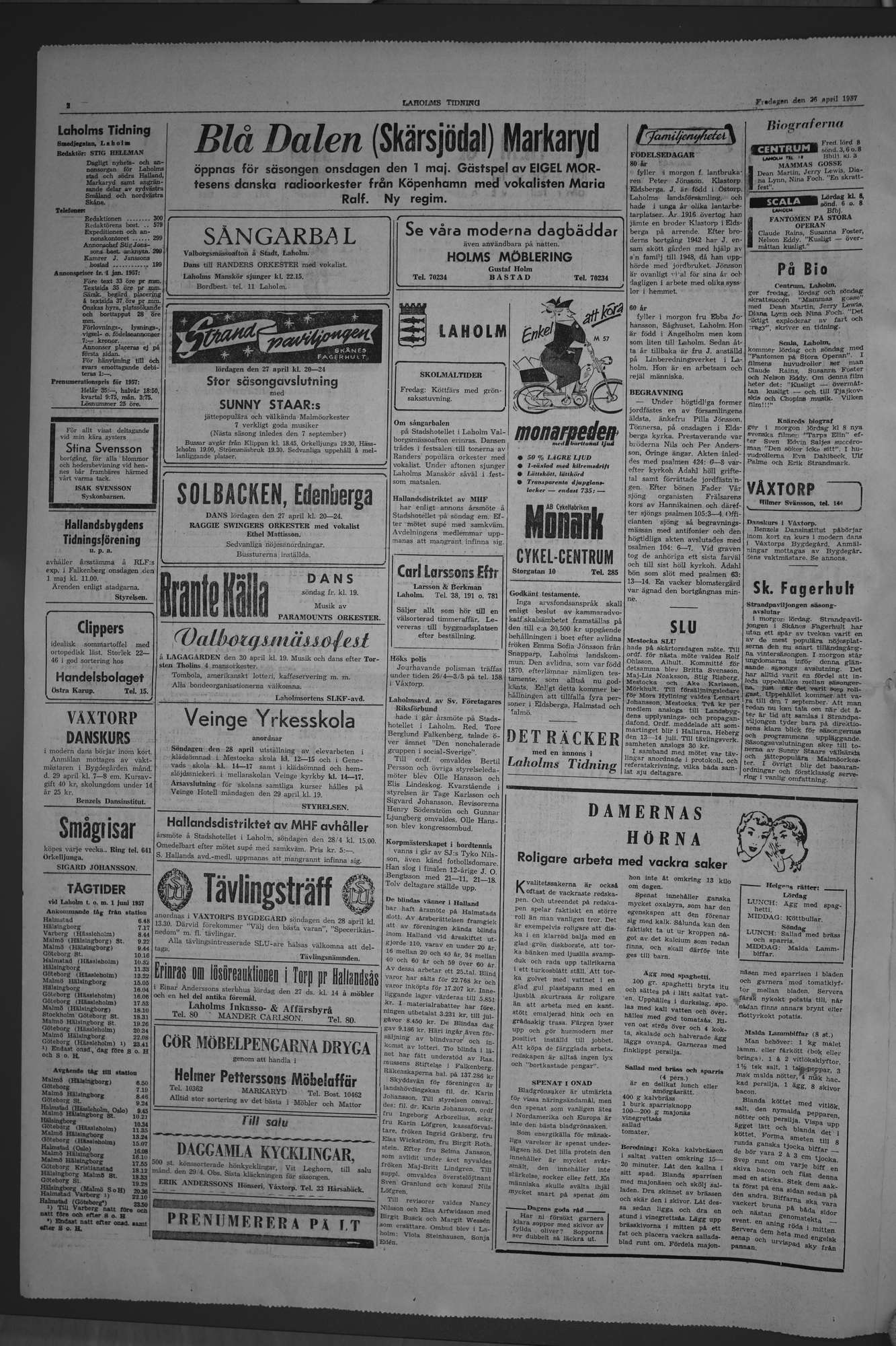 Laholms Tidning Fredag 26 april 1957, sida 2
