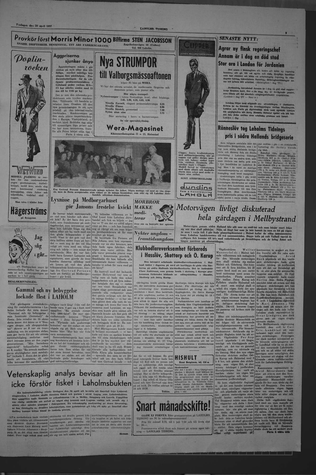 Laholms Tidning Fredag 26 april 1957, sida 3