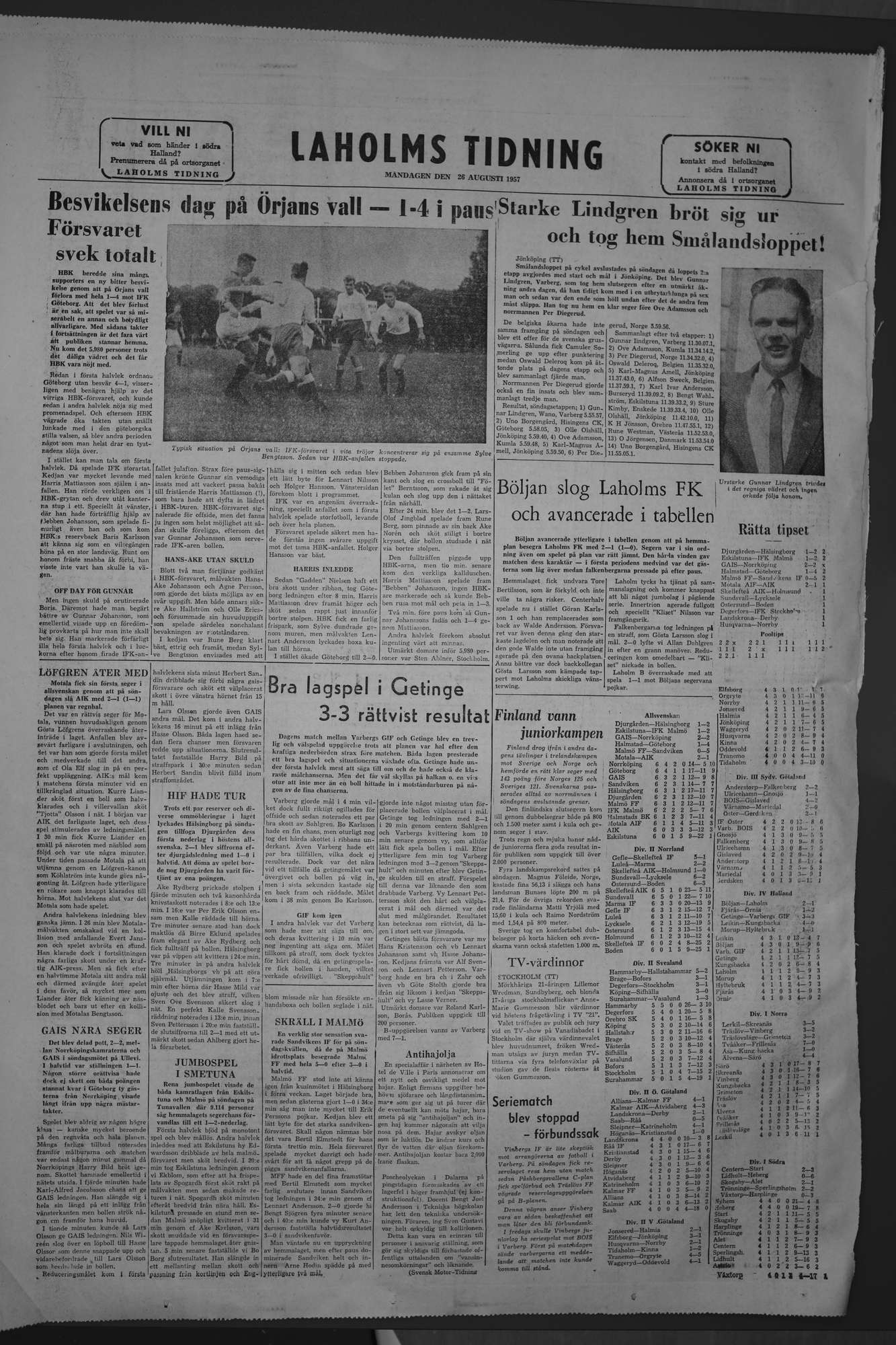 Laholms Tidning Måndag 26 augusti 1957, sida 8