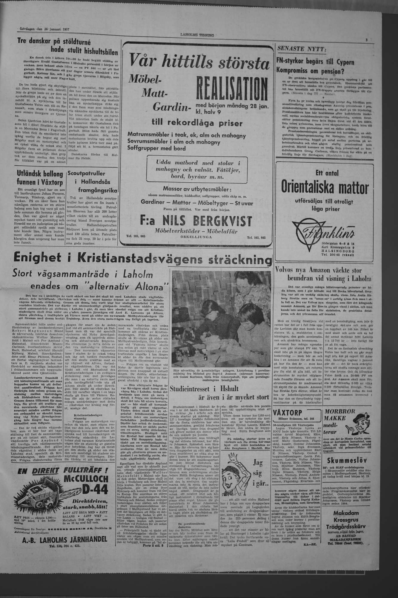 Laholms Tidning Lördag 26 januari 1957, sida 3