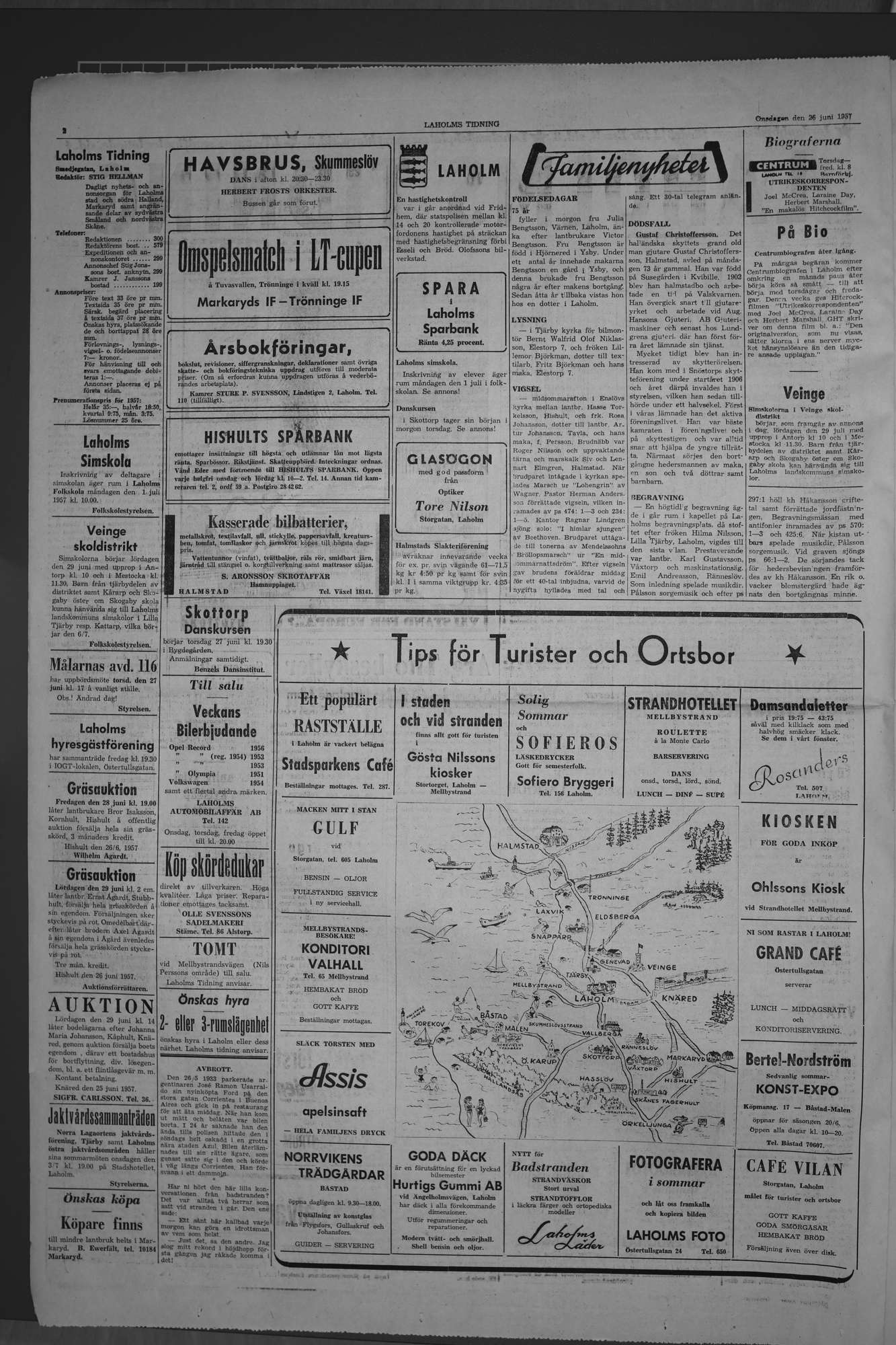 Laholms Tidning Onsdag 26 juni 1957, sida 2