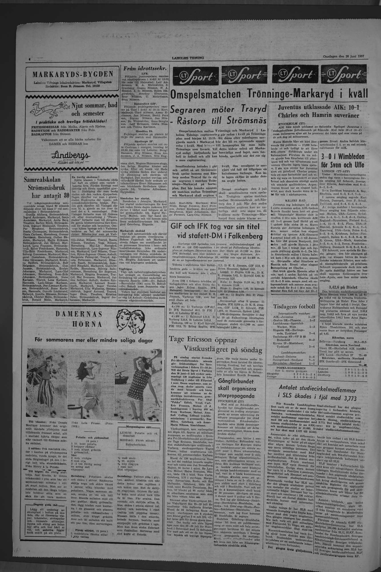 Laholms Tidning Onsdag 26 juni 1957, sida 4