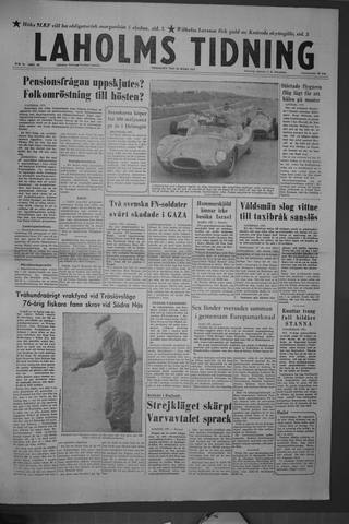 Förstasidan, Tisdag 26 mars 1957