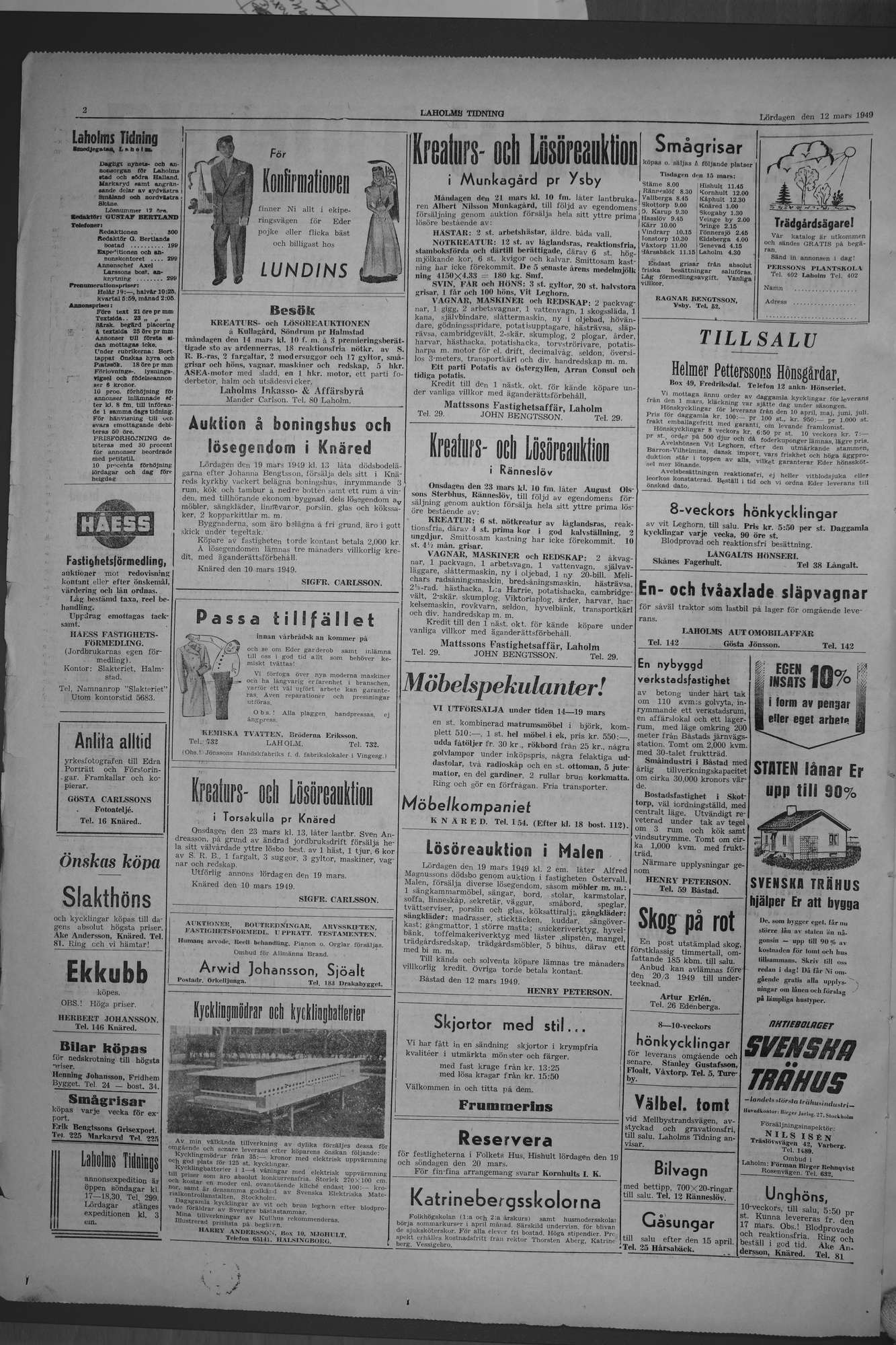 Laholms Tidning Lördag 12 mars 1949, sida 2