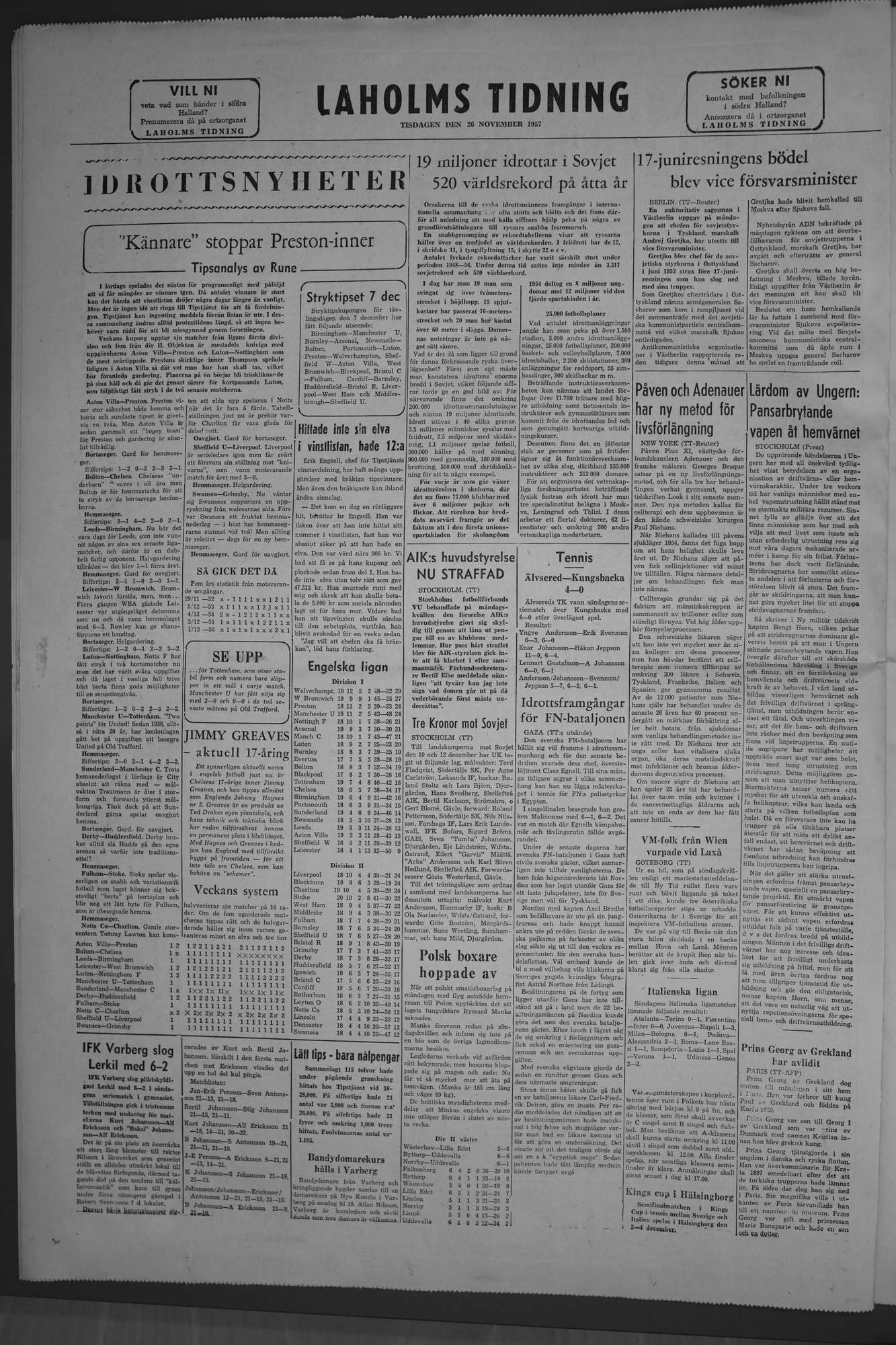 Laholms Tidning Tisdag 26 november 1957, sida 8