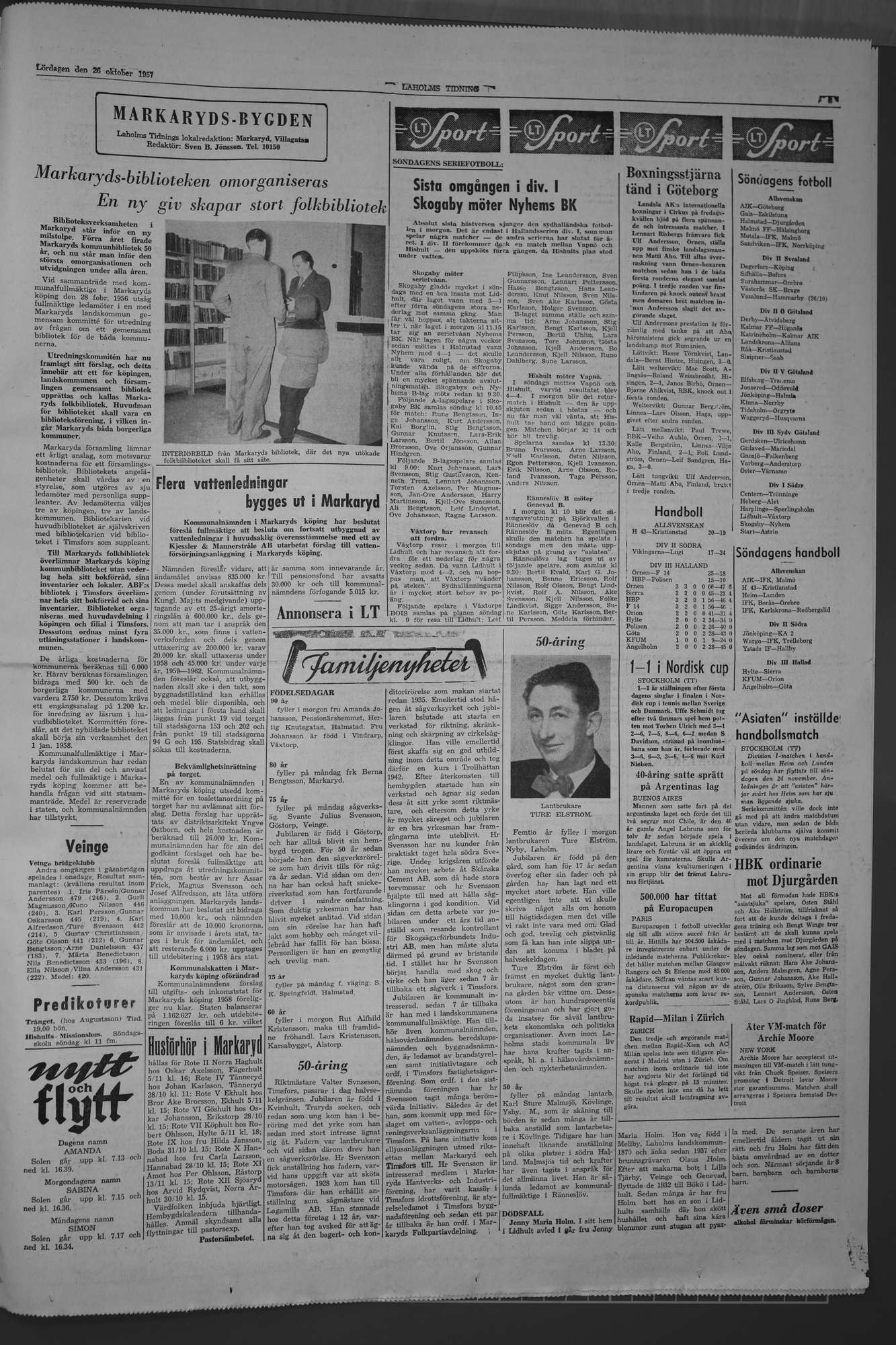 Laholms Tidning Lördag 26 oktober 1957, sida 5