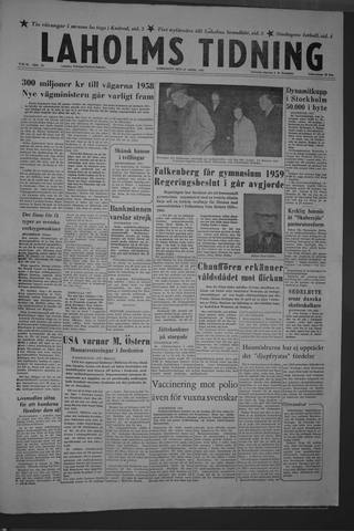Förstasidan, Lördag 27 april 1957