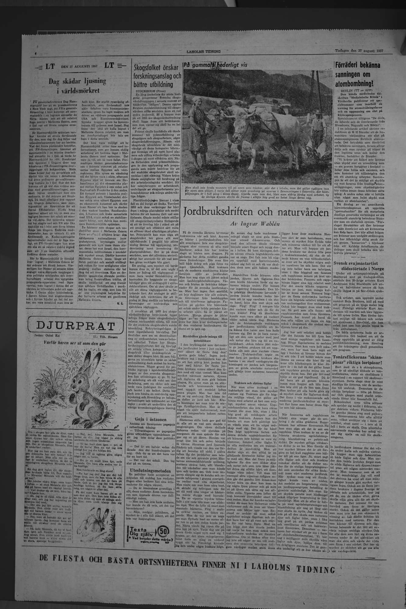 Laholms Tidning Tisdag 27 augusti 1957, sida 4