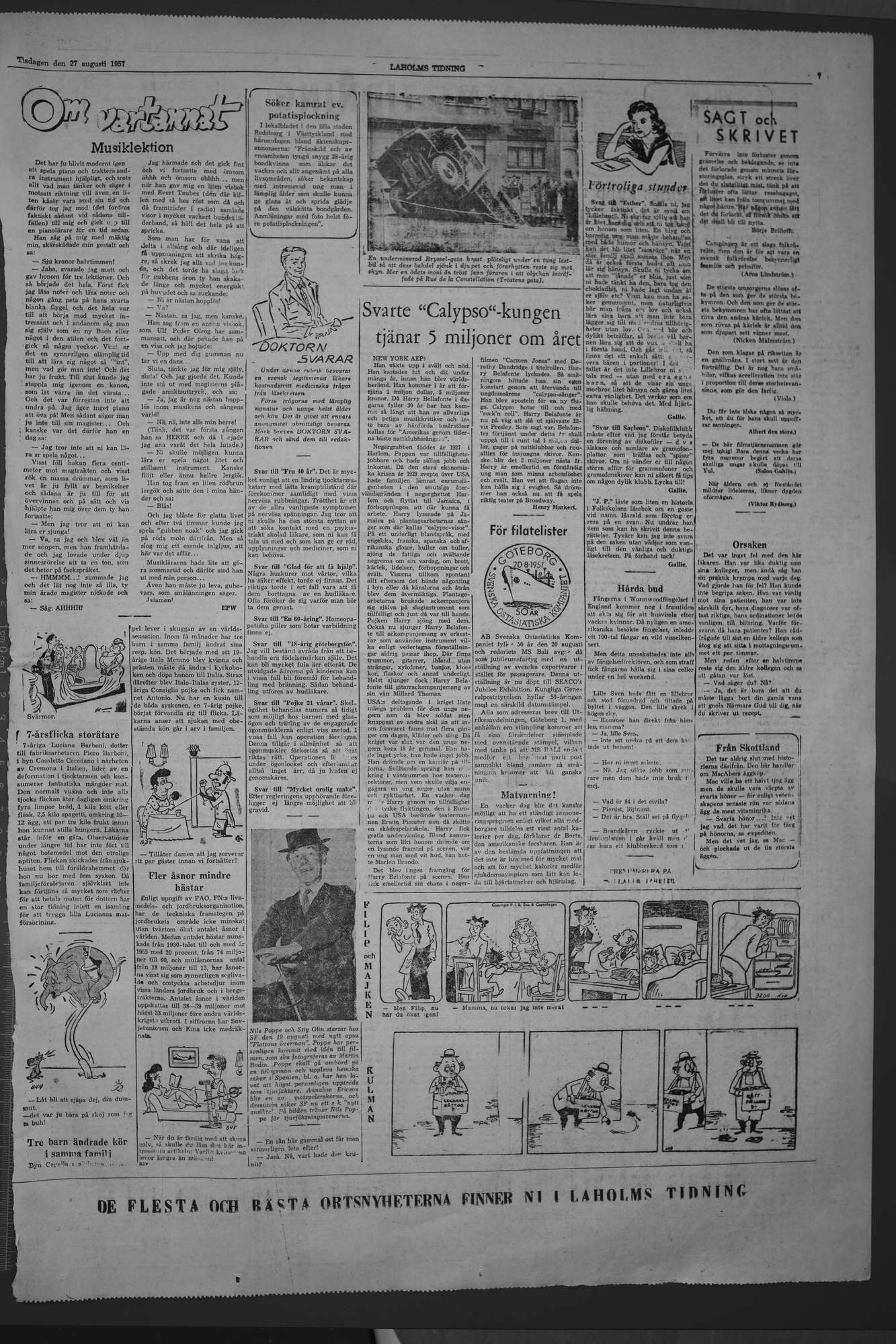 Laholms Tidning Tisdag 27 augusti 1957, sida 7