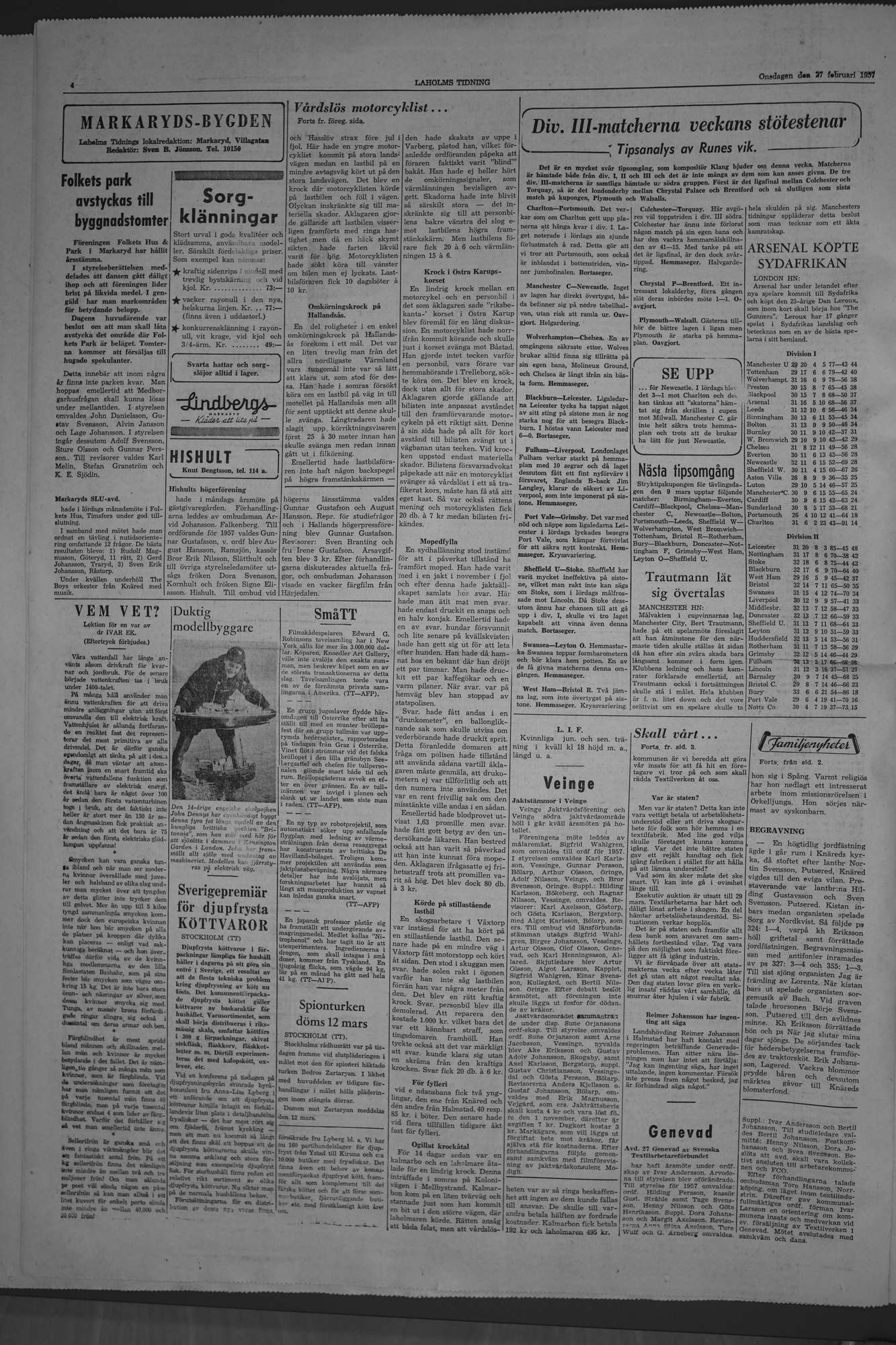 Laholms Tidning Onsdag 27 februari 1957, sida 4